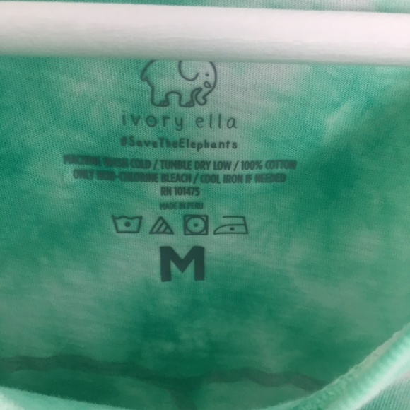 SOLD Ivory Ella Green Tie Dye Cropped Tee #103 - Picture 3 of 6